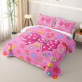thumbnail image 3 of Erosebridal Cartoon Polkadot Bow Bed Spread Queen for Girls, Flower Floral Queen Coverlet Set, 3pcs, 3 of 7