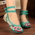 thumbnail image 2 of Bailarinas de lona bordadas hechas a mano Vintage para mujer, cómodas bailarinas chinas, zapatos bordados veganos, 2 of 4