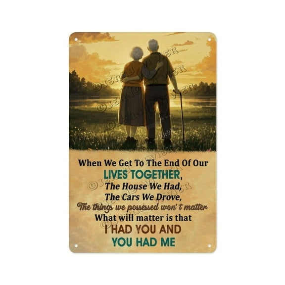Sentimental Old Couple To My Wife Tin Sign - 8x12 Inches, Rustic Anniversary & Valentine's Day Gift from Husband