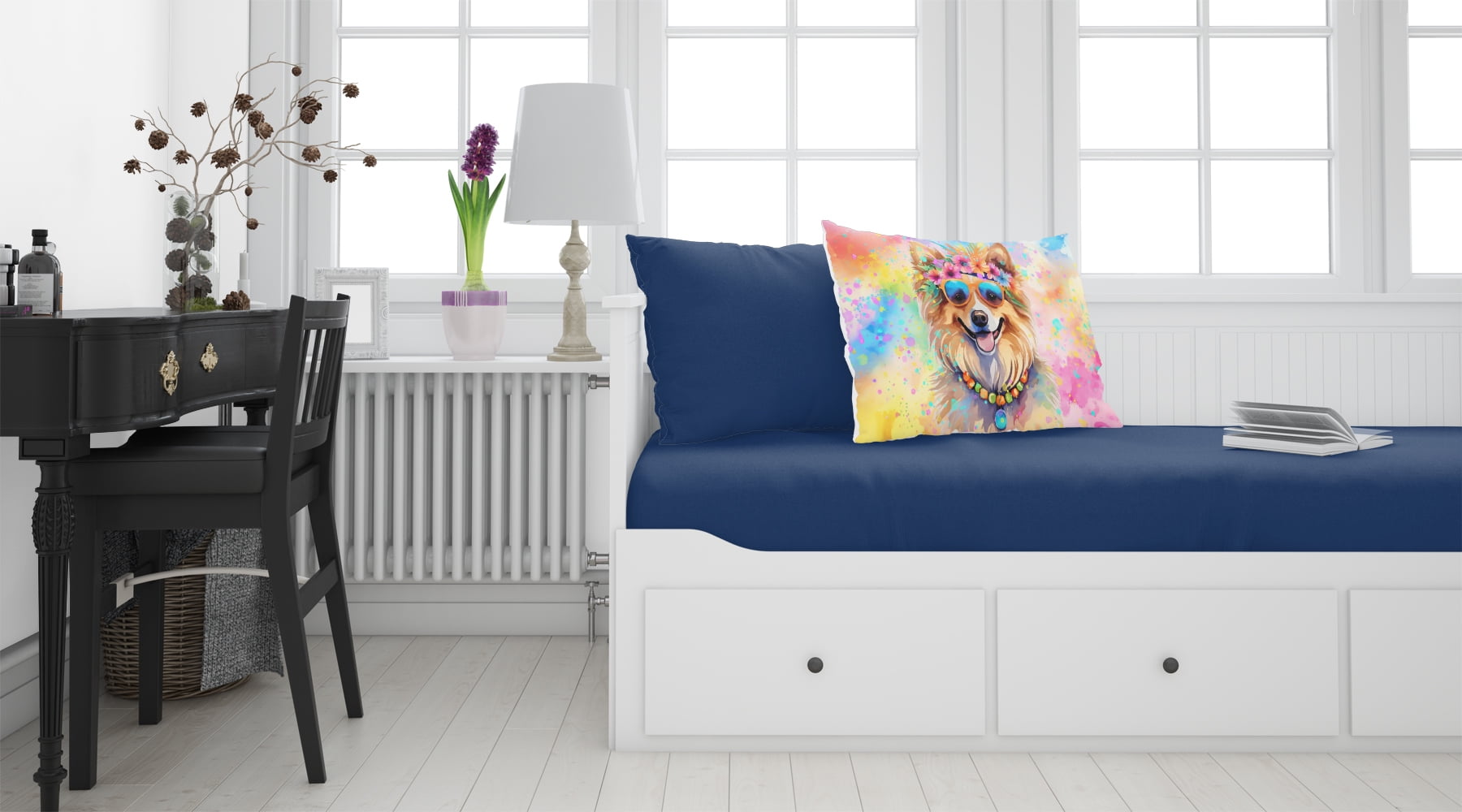 Pomeranian Hippie Dawg Standard Pillowcase 30 in x 20.5 in