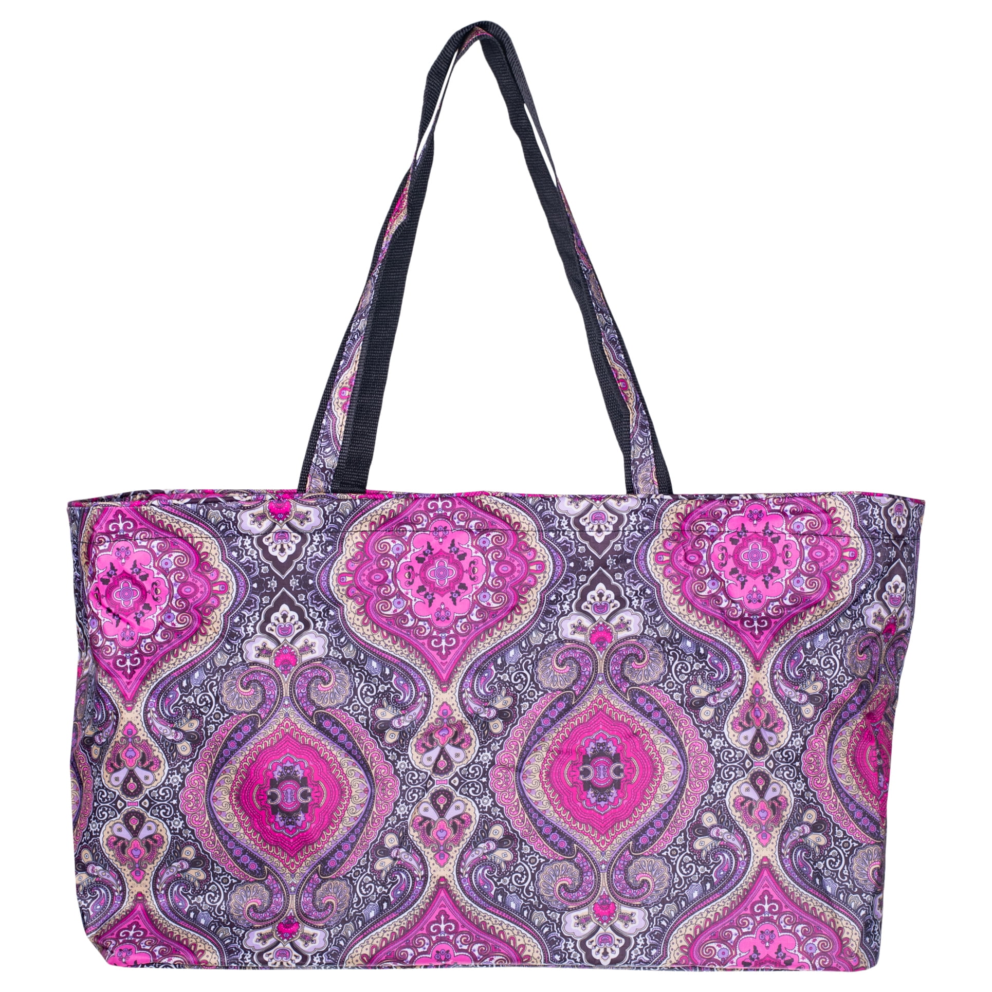 C&K Imports Large Ultimate All Purpose Utility Retro Purple Paisley 21 x 14 Fabric Tote Bag