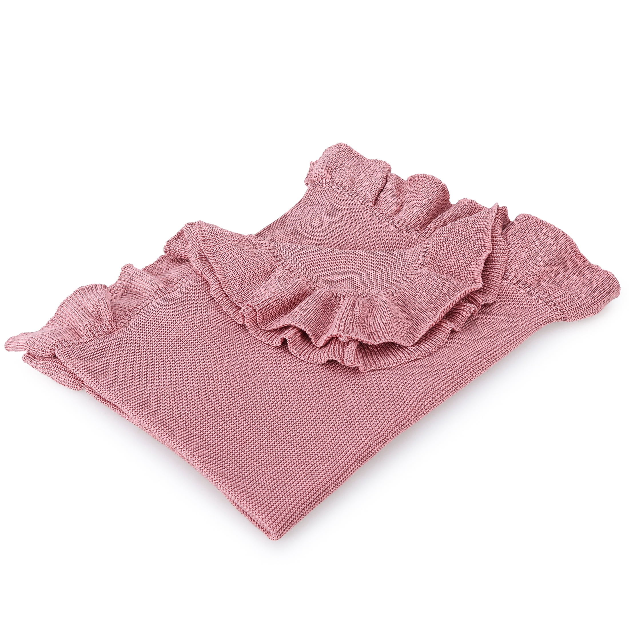 The Pioneer Woman Ruffle Knit Oversized Couch Throw Blanket, Pink, 50 x 72 in