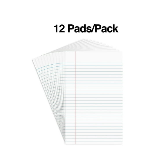 Staples Notepads 5" x 8" Narrow Ruled White 50 Sheets/Pad 36/Carton ST57330VS