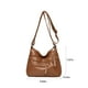 thumbnail image 2 of Bolso bandolera para mujer con doble cremallera | Bolso bandolera de piel vegana de gran capacidad | Correa ajustable para la escuela y viajes | Bolsa organizadora de maquillaje en negro, marrón,, 2 of 6