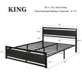 thumbnail image 6 of Amolife King Size Metal Platform Bed Frame with Wooden Headboard, 12.4" Under-Bed Storage, Black, 6 of 6