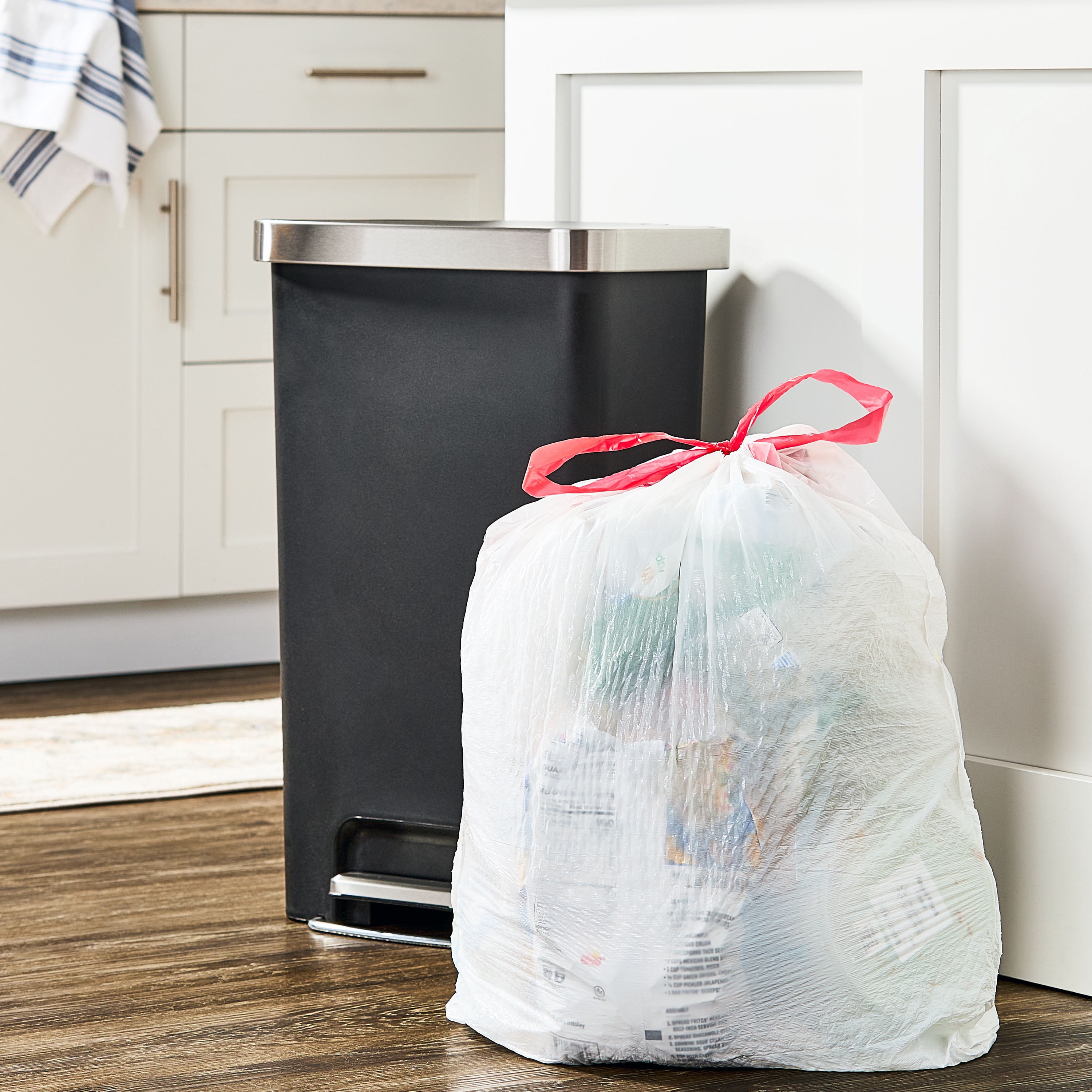 Great Value 13 Gallon Strong Flex Tall Kitchen Drawstring Bags, 120 Bags