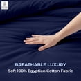 thumbnail image 3 of Kotton Culture 1 Pc Duvet Cover Queen Size/Full Size-100% Egyptian Cotton 600 TC Ultra Soft Premium Durable Comforter Cover Zipper Closure & Corner Ties- (Navy Blue, 90" X 90"), 3 of 8