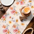 thumbnail image 3 of Spring Flowers Table Runner 72 Inches, Yellow Pink Floral Pastoral Botanical Bed Runner Dresser Scarves Tabletop for Indoor Outdoor Parties/Ceremony/Banquet, 18" x 72", 3 of 9