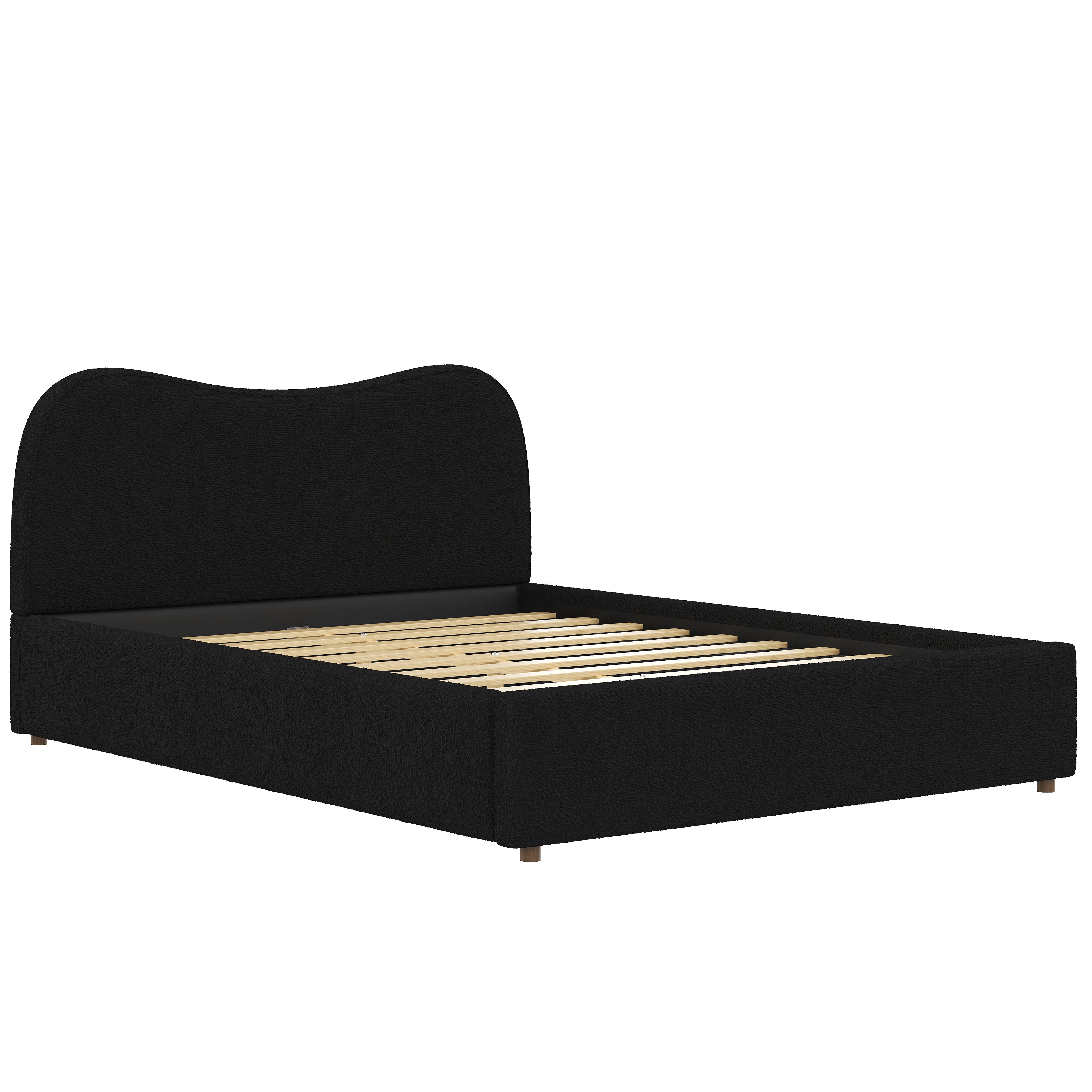 Euroco Upholstery Queen Size Platform Bed, Black