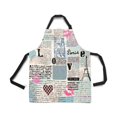 thumbnail image 2 of HATIART Love Paris Eiffel Tower and Lips Prints on Old Newspaper Kitchen Apron Mens and Womens Bib Apron Adjustable with Pockets for Cooking Baking Gardening, 2 of 2