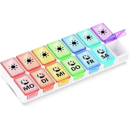 Tablet box 7 days 2 compartments, pill box 7 days medication box
