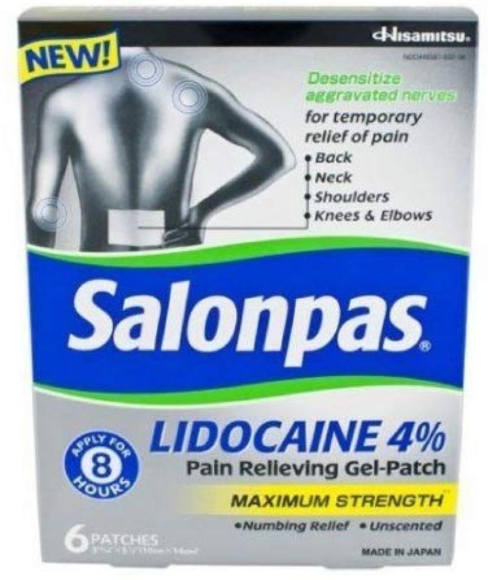 Lidocaine 4% Pain Relieving Maximum Strength Gel-Patch 6ct (Pack of 2)