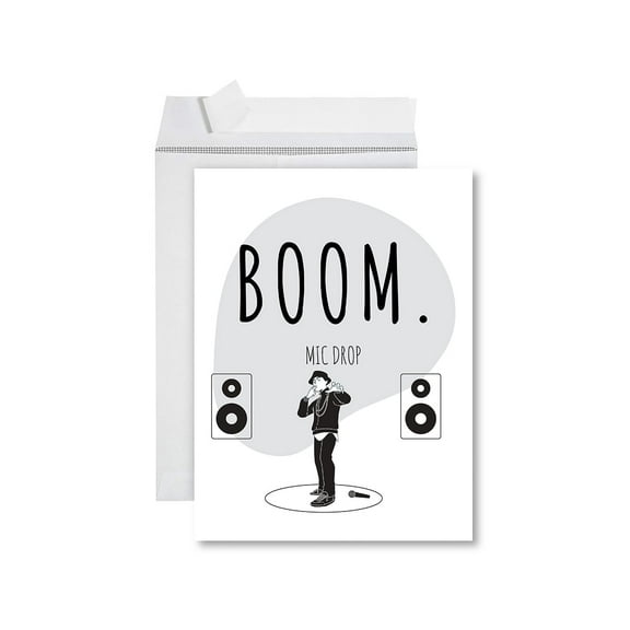 Koyal Wholesale Funny Congratulations Jumbo Card With Envelope, Boom Mic Drop, Engagement, Pregnancy, Graduation, 1-Pack
