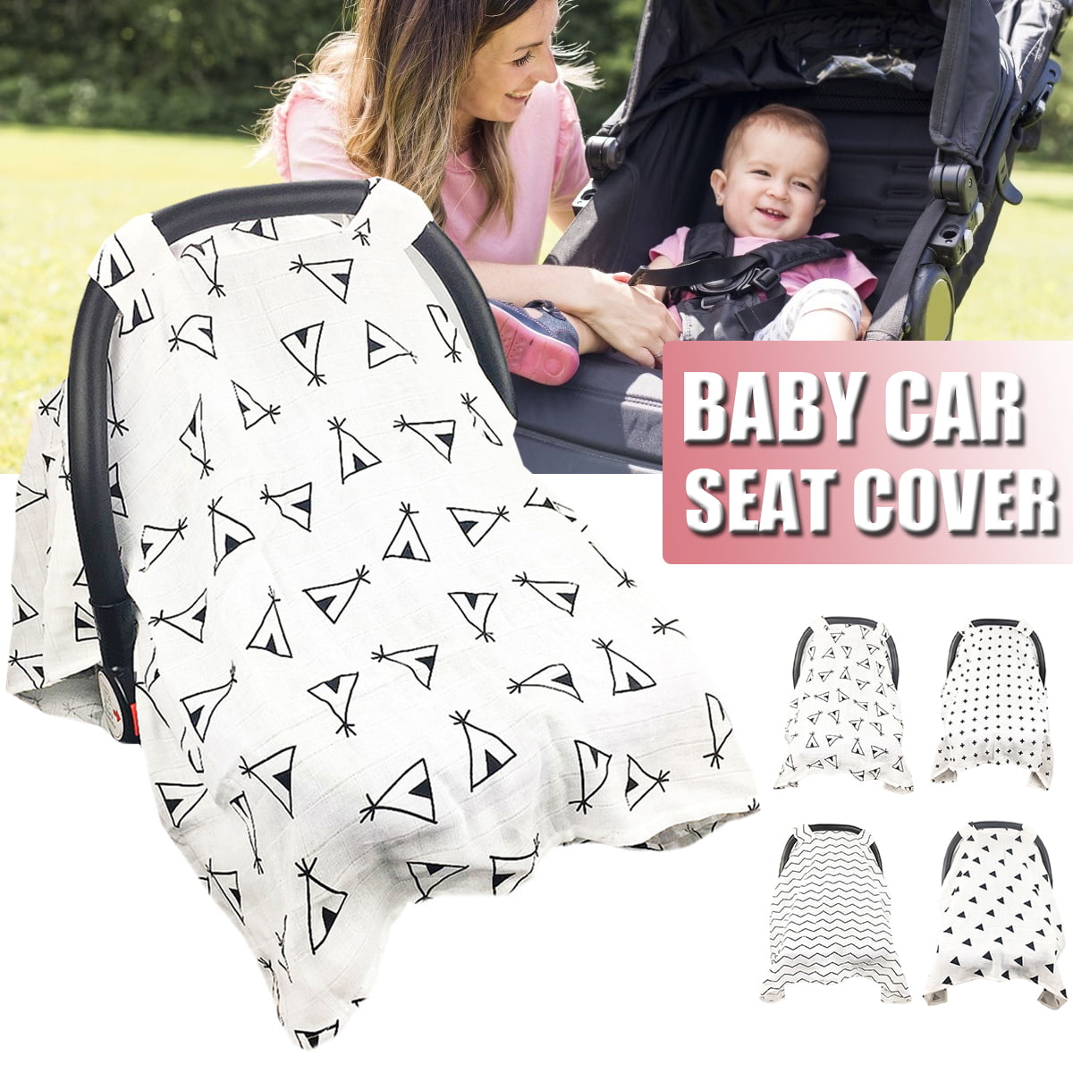 Baby Infant Stroller Pram Car Seat Cover Soft Muslin Cotton Sun Shade Canopy 