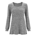thumbnail image 3 of PULLIMORE Womens Square Neck Tunic Tops Casual Long Sleeve Shirt Blouse Pullover Sweatshirts Shirts (Gray, XL), 3 of 8