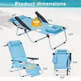 thumbnail image 3 of Slsy Folding Tanning Lounge Chair with Removable Soft Mattress & U-Shaped Pillow,5-Level Adjustable Outdoor Beach Bed for Sunbathing&Napping,Portable Striped Reclining Cot for All-Season Comfort, 3 of 7