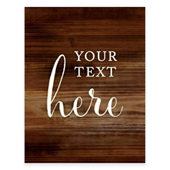 Andaz Press Fully Personalized Wedding Party Signs, Rustic Wood Print, 8.5x11-inch Wall Art, Poster, Gift, Your Text Here, 1-Pack, Custom Made Any Text
