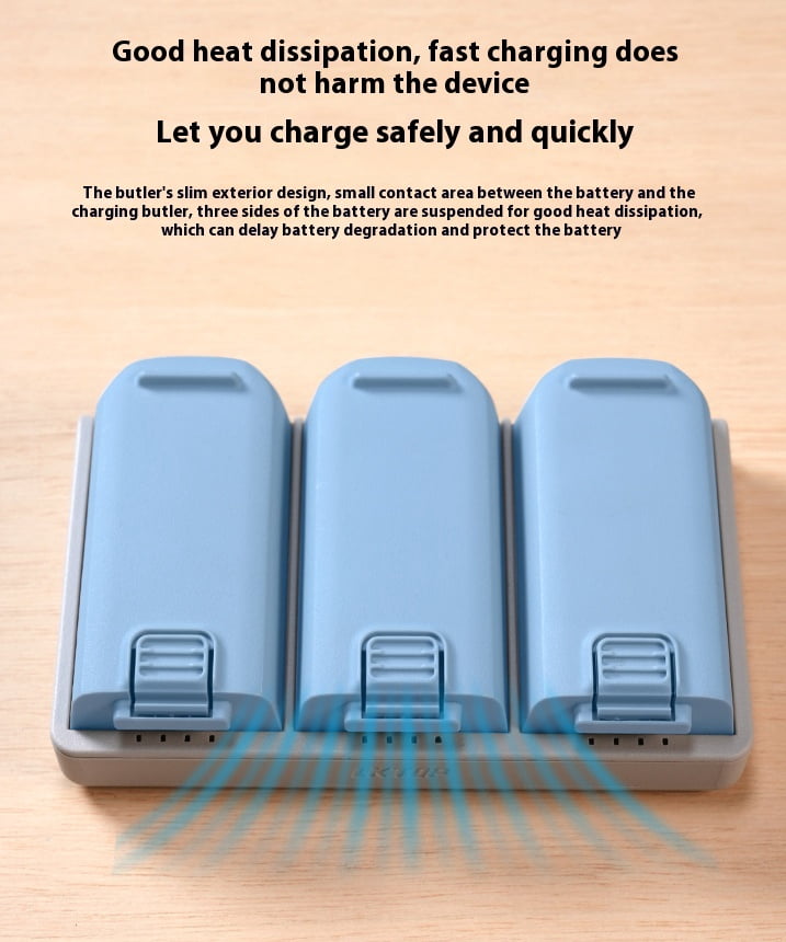 65W Fast Drone Battery Charger Hub - Bigcan Triple Charging Station for DJI Neo Flight Batteries, Dual Mode Output, Power Bank Function, 115x75x15mm Portable Size