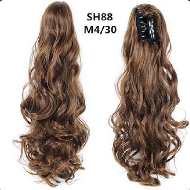 Peluca cola de caballo femenina peluca clip pelo largo y rizado productos de onda grande cola de caballo rizada