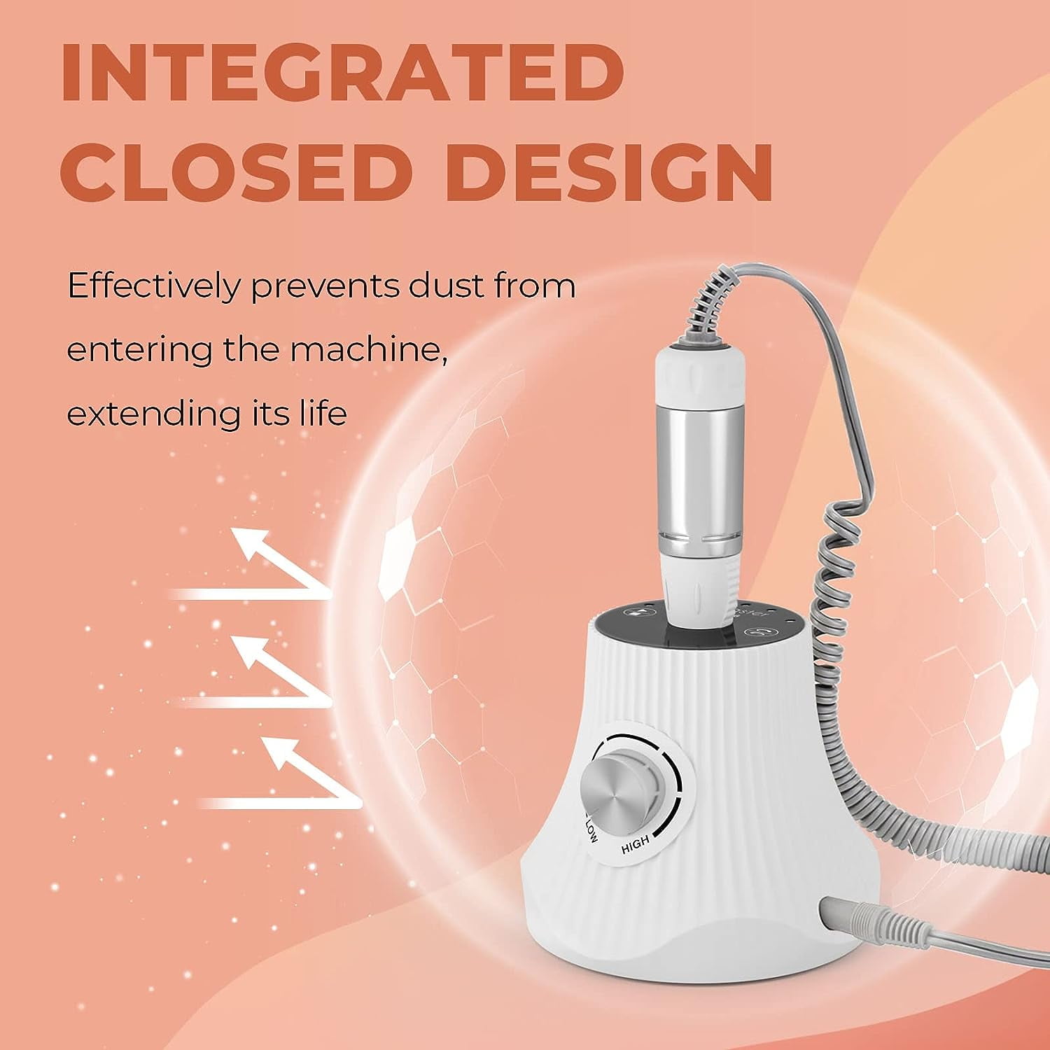 JSDA Nail Cutter for Gel Nails 30,000 rpm, Cutter for Gel Nails Acrylic Nails Including 4 x Bits for Beginners, LED Display Manicure Pedicure Set for Nail Studio