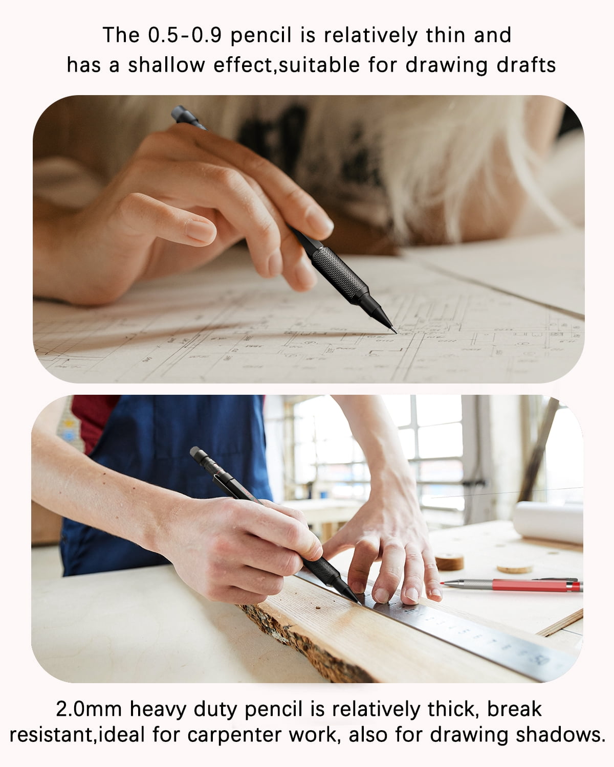 Nicpro 27Pcs Art Mechanical Pencil Set in Case, Metal Drafting Pencil 0.5, 0.7, 0.9 mm & 2mm with 13 Tube Lead Refills(4B 2B HB 2H 4H Colors) Weatherproof Barrel for Outdoor Writing Drawing Sketching