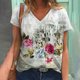 thumbnail image 1 of ICHUANYI Clearance Fashion Woman Causal V-Neck Printing Blouse Short Sleeve T-Shirt Summer Tops(White, M) ICHUANYI WER2023081016514, 1 of 5