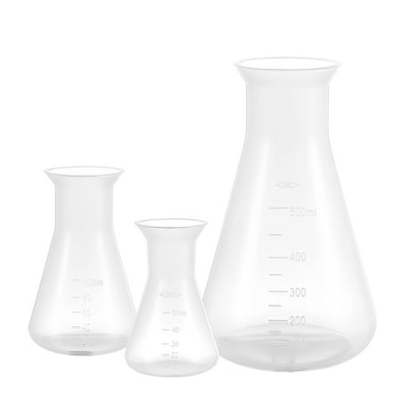 

Hemobllo 3pcs Plastic Flask Conical Flask for Laboratory Students Kids Educational Learning Toys (50ml+100ml+500ml)
