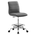 thumbnail image 2 of Modway Ripple Vegan Leather and Metal Armless Drafting Chair in Silver/Gray, 2 of 9