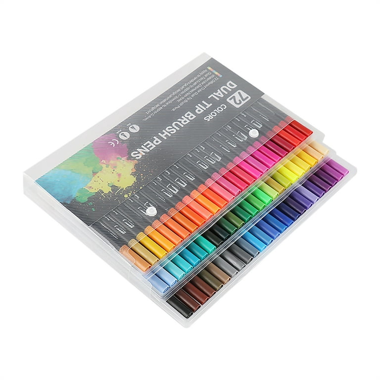 72 Colour Brush Marker Set, Dual Tip, Brush & Chisel Sketch Marker