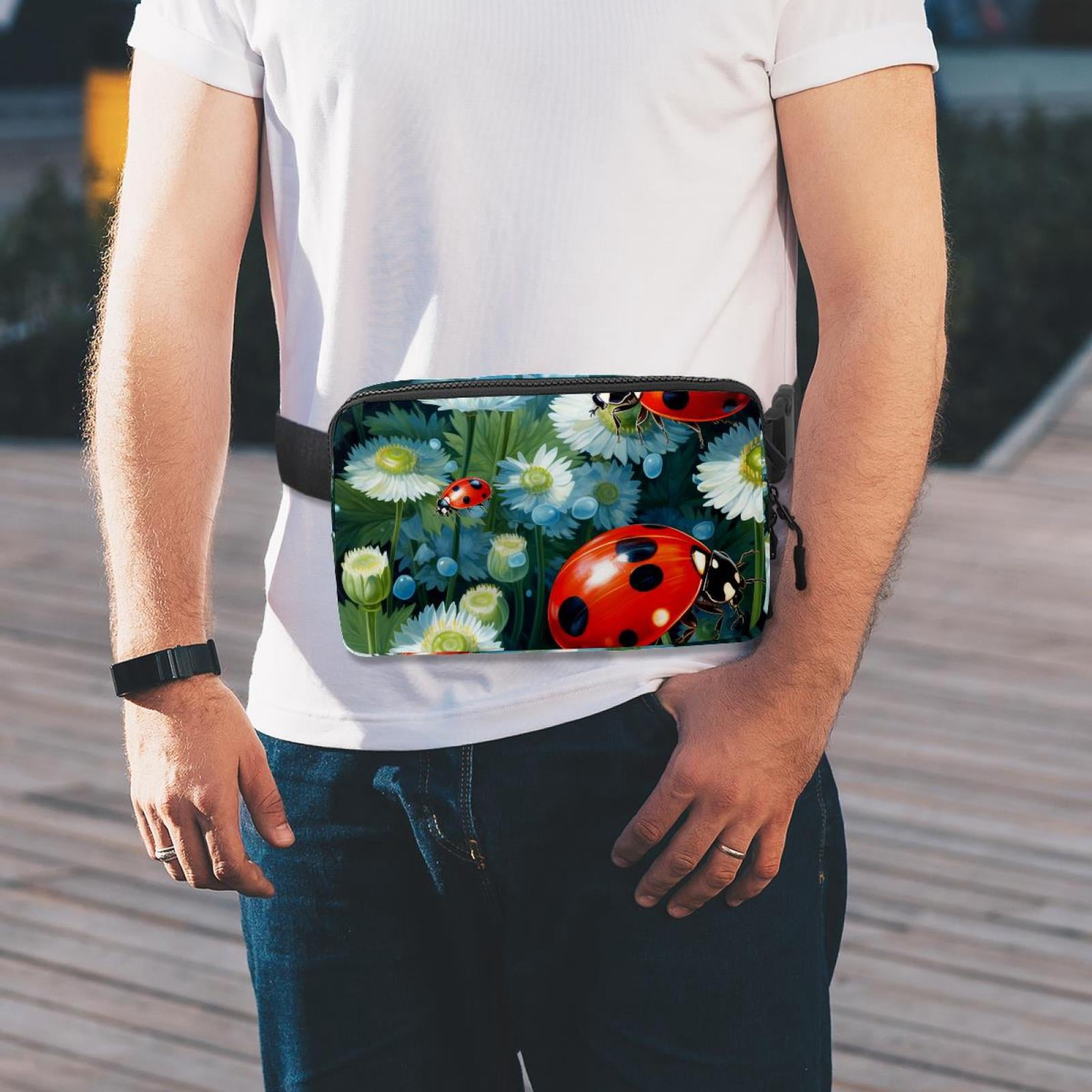 Seven-star ladybug Lightweight Adjustable Running Belt with Extension Strap for Unisex - Sling Bag, Fanny Bag, Cross Body Bag