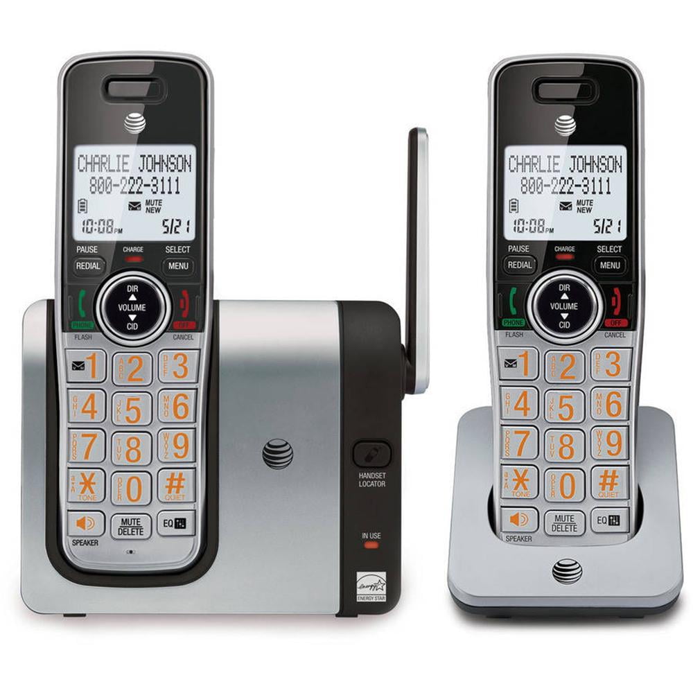Silver 2 Cordless Handsets AT/&T EL51203 DECT 6.0 Phone with Caller ID//Call Waiting