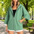 thumbnail image 5 of Perfectbot Women's Elbow-Length Sleeve Zip Up Hoodie Oversized Baggy Hooded Sweatshirt with Pockets, 5 of 8