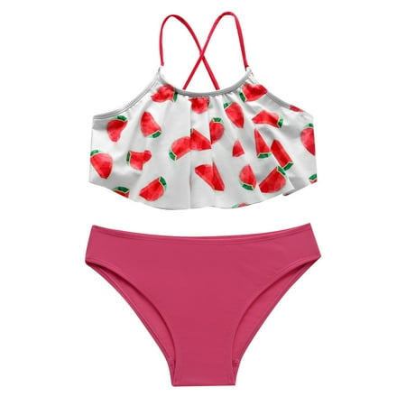 

Little Children Swimsuit Big Fruit Toddlers Girls Baby Peplum Bikini Swimsuit Watermelon Children Red Swimsuit Summer Beach Swimsuit Child Kids Swim Beachwear