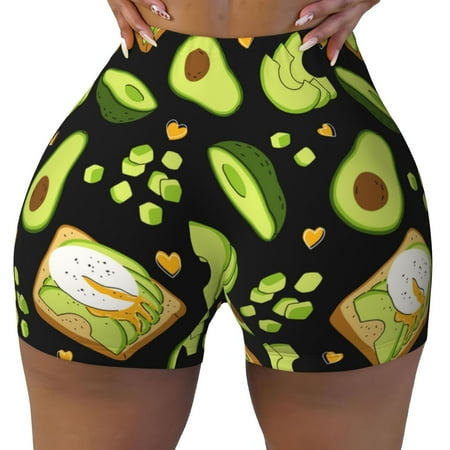 Workout Shorts Women  Avocado Toast Biker Shorts for Women Running Gym Spandex Shorts Tummy Control