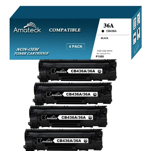 Amateck Compatible Toner Cartridge Replacement for HP CB436A (36A) 4 Pack for M1522n MFP, M1522nf MFP, P1505, P1505n