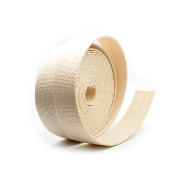 CRAFTMEMORE Heavy Cotton Webbing - Straps for Arts and Crafts Luxury Bag Strap High Density Webbing (1 1/4 Inch x 5 Yards Beige)