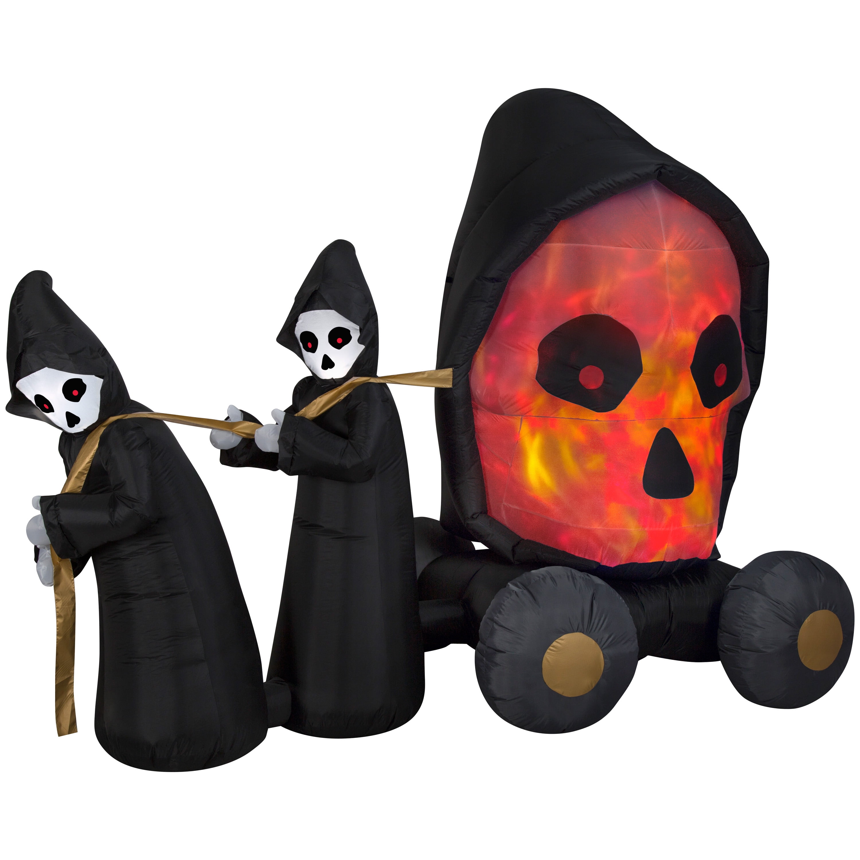 Halloween Airblown Inflatable 7ft. Fire and Ice Skull Coach Scene by