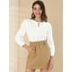 thumbnail image 3 of INSPIRE CHIC Blusa Floral Texturizado Cuello Redondo Lazo De Hombro Manga Larga Pu?os Ajustables Top De Primavera Para Mujer Blanco L, 3 of 6