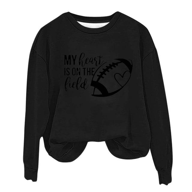 Rbaofujie Chandails pour Femmes Chandails Décontractés Imprimés Col Rond Manches Longues Chandails en Molleton Amples Noirs Chandails à Capuchon pour Femmes