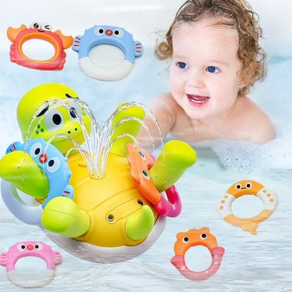 Sunforu Fun Baby Bath Toys, Cute Turtle Water Toy with One-Touch Water Spray Button, Rechargeable Turtles Waterproof Fountain Toy