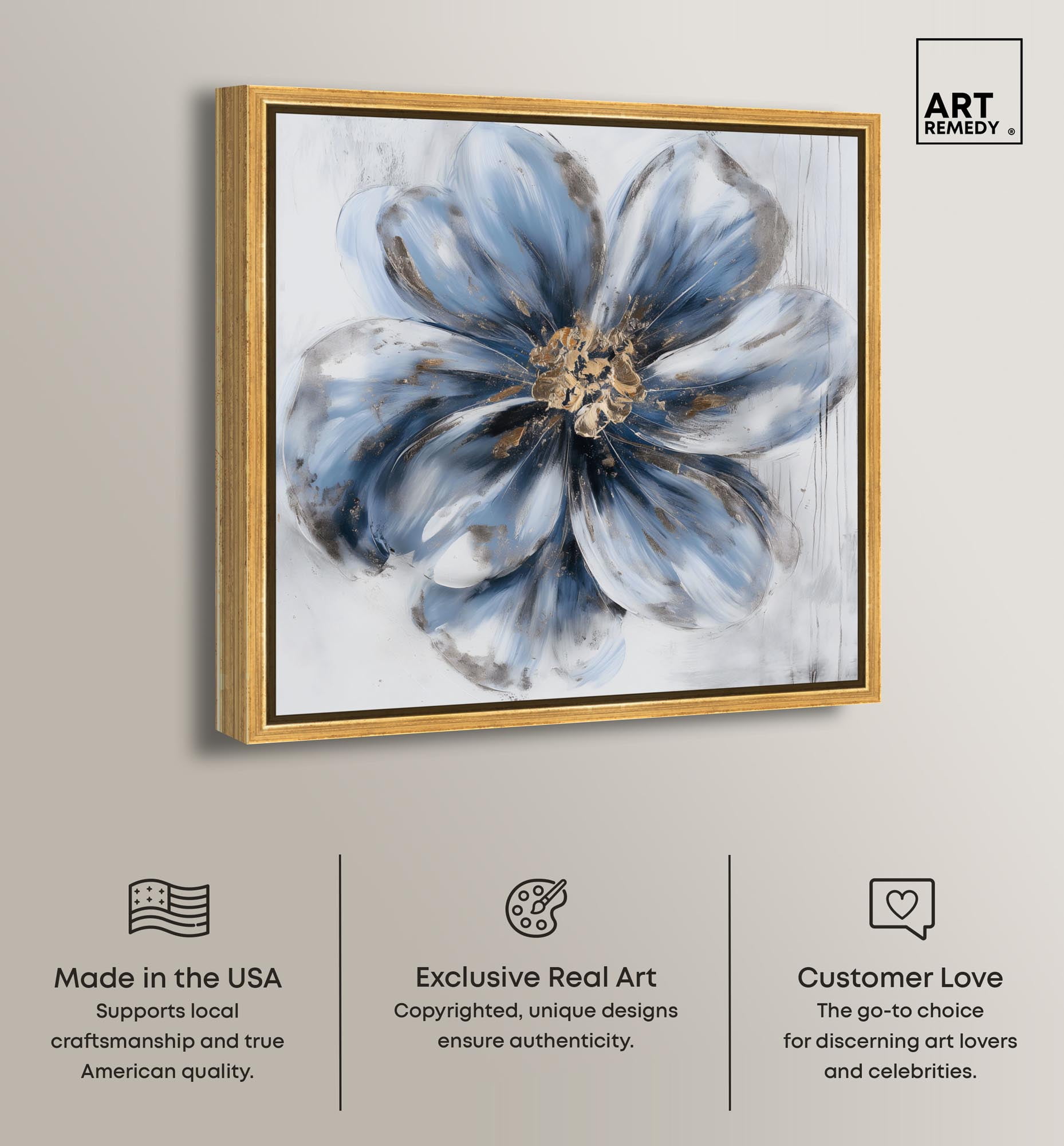 Frosted Elegance I Canvas Flower Art by Art Remedy, Gold Frame, 30" x 30"