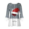 thumbnail image 4 of Camisetas con Cuello en V Mujeres Moda Impresa 3/4 Mangas Blusa, Top Cómodo Casual para el Hogar Y Diario, 4 of 4