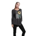 thumbnail image 6 of EFINNY Women's Long Sleeve Tunic Tops Casual O-Neck Irregular Hem Pullover Top American Flag Sunflower Blouse T-Shirts, 6 of 6