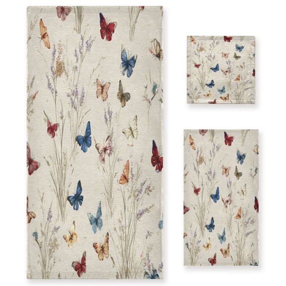 3 Piece Bath Towels Set Bath Towel, Hand Towel and Face Towel for Bathroom, Gym, Hotel Various Colors and Sizes Butterflies