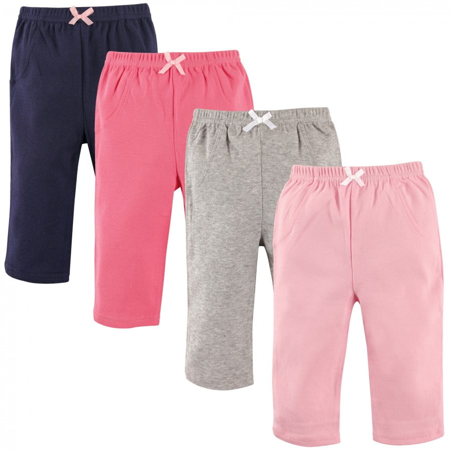 Pink Stripes 4-Pack Luvable Friends Girl Tapered Ankle Pants 