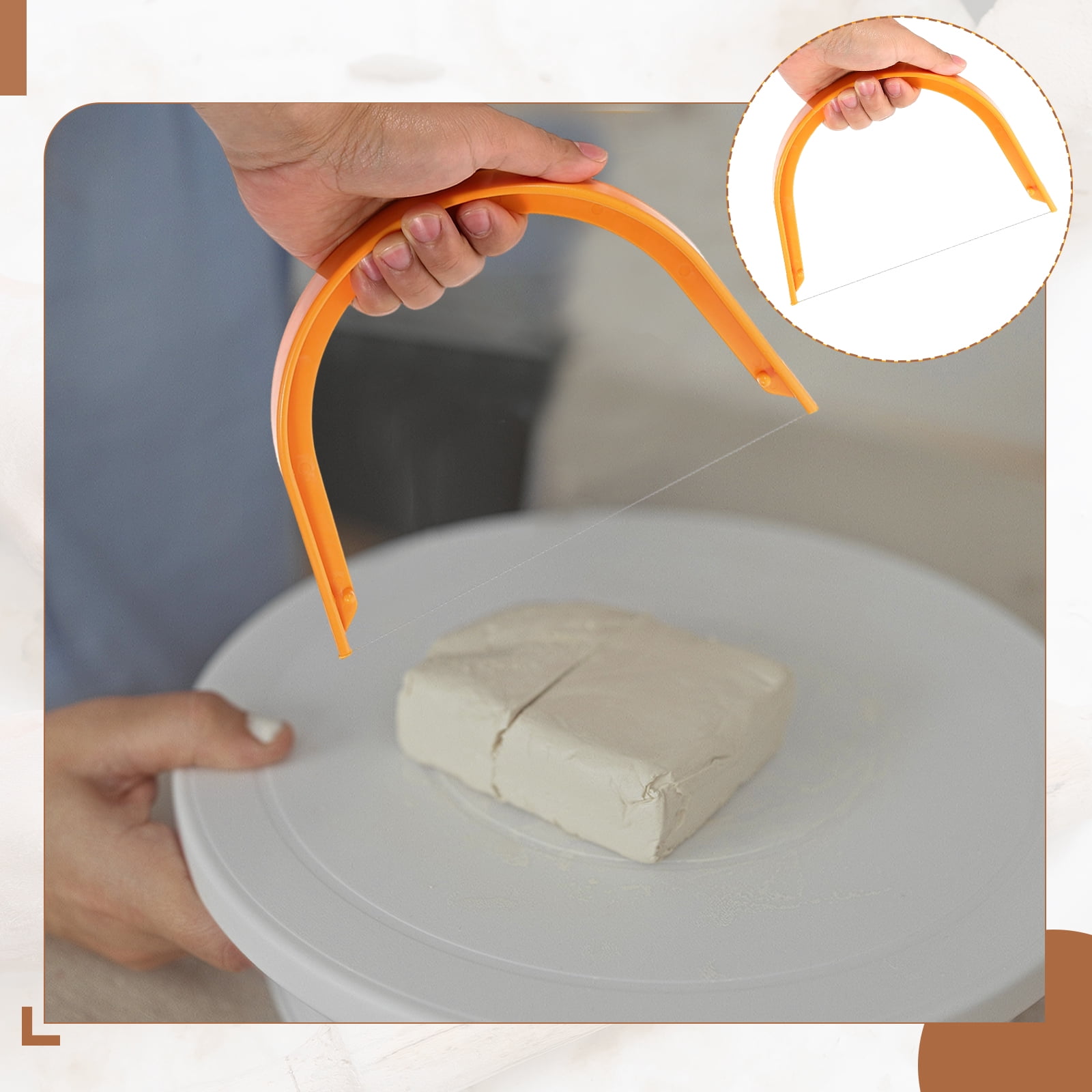 Uxcell 2pcs Clay Mud Cutting Wire 7.87/3.35" Wire Clay Cutter Pottery Slicer Cutting Tools Plastic Clay Sculpting Tools for Pottery Ceramic Sculpting Trimming