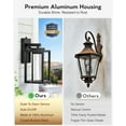thumbnail image 5 of VIANIS Black Exterior Lighting Fixtures Wall Mount for House, 2 Pack Dusk to Dawn Outdoor Wall Sconce Lantern with 10W LED Crystal Bubble Glass, Modern Anti-Rust Outside Coach Lights for Porch Garage, 5 of 9