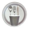 thumbnail image 4 of Platos de plástico desechables reutilizables para cena, resistentes, de 25 cm, color sólido, juego de 10 (plateados), 4 of 5