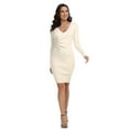 thumbnail image 6 of PrettyGuide Women's Long Sleeve Sweater Dress Wrap V Neck Button Elegant Midi Ribbed Knit Bodycon Dress, 6 of 7