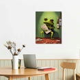 thumbnail image 2 of Nawypu  - Funny Bathroom Wall Art Abstract Frog Smoking and Drinking on Toilet Painting Canvas Print Cool Animal Artwork Modern Bar Pub Bedroom Decor Stretched and Framed Ready to Hang, 2 of 4